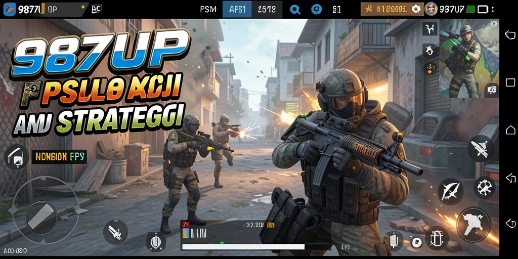 Tampilan gameplay seru dari 987UP dalam pertempuran FPS.