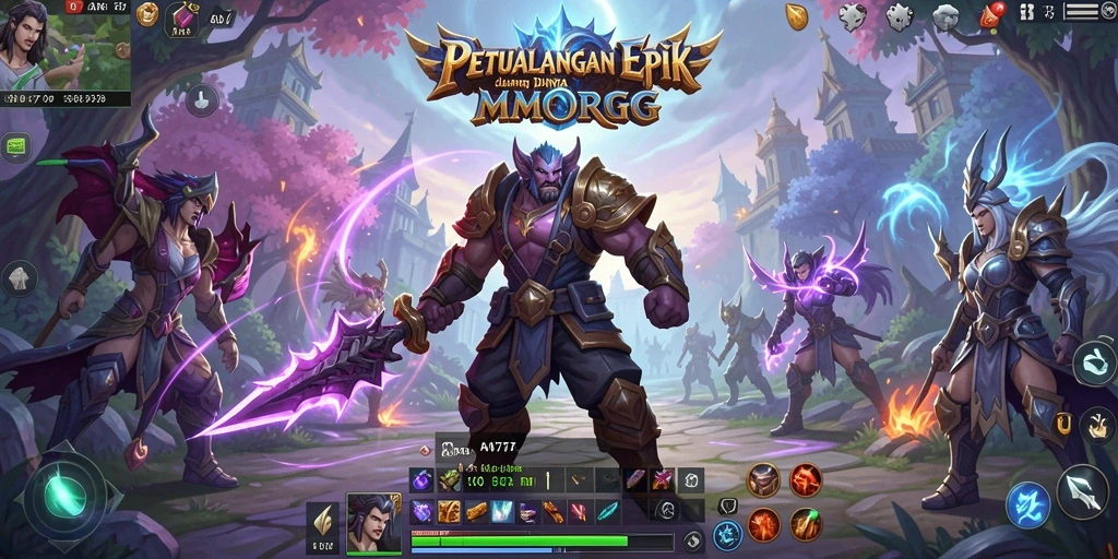 Screenshot AN777 menampilkan aksi pertempuran epik dalam dunia MMORPG.