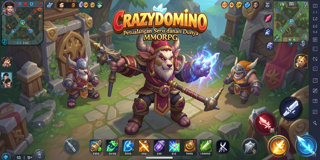 Tampilan gameplay seru dalam CRAZYDOMINO dengan karakter unik dan aksi mendebarkan.
