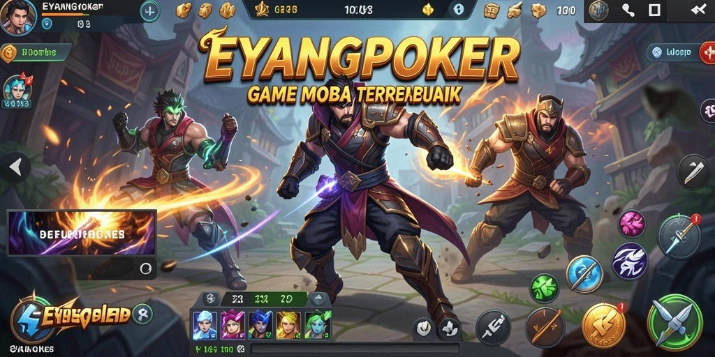 Gameplay seru di EYANGPOKER dengan berbagai karakter MOBA.