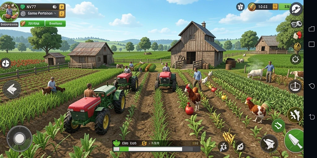 Screenshot gameplay NV77 menampilkan aksi bertani yang seru dan interaktif.