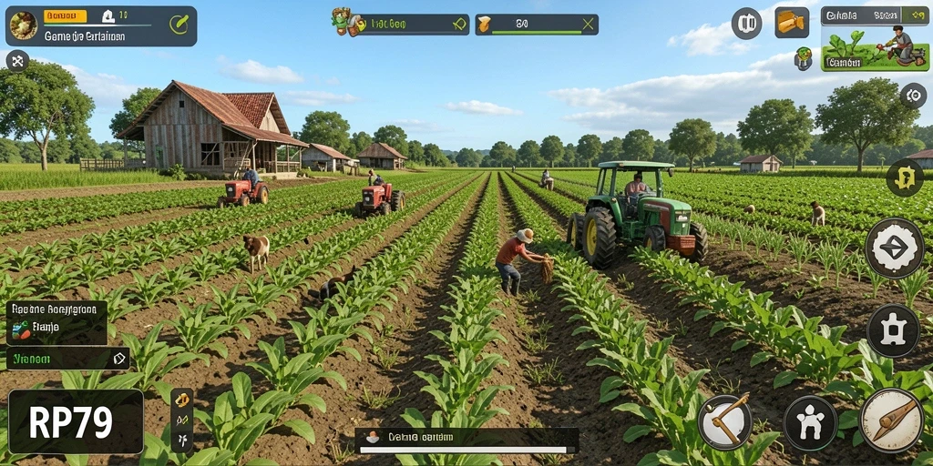 Tampilan gameplay RP79 yang menarik dalam dunia pertanian.