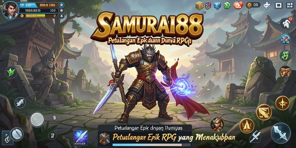 Tampilan gameplay menakjubkan dalam SAMURAI88 yang menghadirkan petualangan RPG seru.