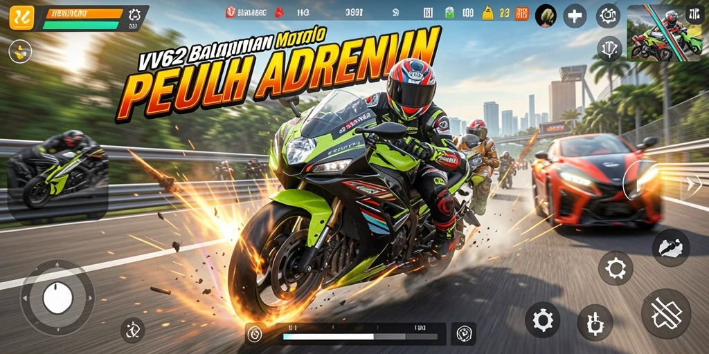 Tampilkan gameplay menegangkan dari balapan motor.