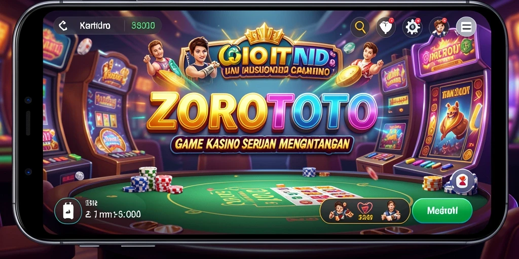 Screenshot gameplay ZOROTOTO menampilkan suasana Kasino yang menggembirakan.